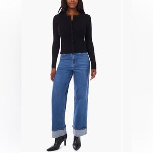 I.STATE 1. State Ribbed Cardigan sweater button down black womens‎ large NWT